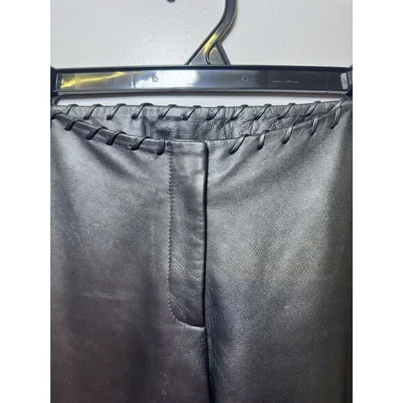 Cache Leather Pants Women's Size 2 Metallic Gray Lined Y2K Vintage - Picture 4 of 9